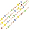 Faceted Cube Glass & Round Beaded Chains CHC-G018-03KCG-03-1