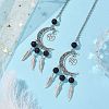 Moon with Feather Alloy Pendant Decorations HJEW-JM02298-01-2