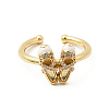 Brass Micro Pave Cubic Zirconia Cuff Open Rings for Women RJEW-B160-08G-02-4