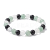 Natural Green Aventurine & Selenite & Eyeless Obsidian Round Beaded Stretch Bracelets BJEW-JB10114-01-1