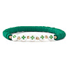 Flat Round with Clover Acrylic & Polymer Clay Heishi Beads Stretch Bracelets for Women BK9964-25-1