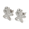 Brass Micro Pave Clear Cubic Zirconia Stud Earrings EJEW-A145-03C-P-4