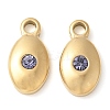 304 Stainless Steel with Rhinestone Charms STAS-Q345-15G-02-1