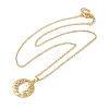 Brass Pave Cubic Zirconia Flat Round with Star Pendant Necklaces for Women NJEW-S429-02G-02-2