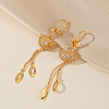 Elegant Brass Clear Cubic Zirconia Tassels Half Round Hoop Earrings EN3246-1