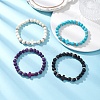 4Pcs 4 Colors Synthetic Turquoise Beaded Stretch Bracelets for Women BJEW-JB12288-1