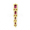 Brass Pave Cubic Zirconia Connector Charms KK-G458-01G-01-2