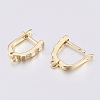 Brass Micro Pave Cubic Zirconia Hoop Earring Findings with Latch Back Closure LS-ZIRC-K075-26G-3