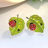 Leaf with Ladybug Alloy Enamel Stud Earrings FS-WG8EF19-02-2