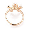 Flower Brass Micro Pave Clear Cubic Zirconia Adjustable Ring Settings KK-T076-73G-3
