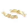 Rack Plating Brass Clear Cubic Zirconia Wing Heart Connector Charms KK-C084-12G-2