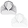 2Pcs 2 Colors Bridal Rhinestones Pearl Mesh Veil Cloth Hair Bands OHAR-BC0001-03-1