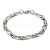 Tarnish Resistant 201 Stainless Steel Hollow Oval Byzantine Chain Bracelets BJEW-B078-102P-1