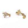 Brass Micro Pave Clear Cubic Zirconia Huggie Hoop Earrings EJEW-H121-20G-3