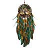 Tree of Life Resin & Acrylic & Woven Net/Web with Feather Hanging Ornaments HJEW-A013-02-1