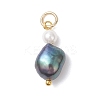 Natural Freshwater Pearl Potato & Shell Pearl Round Bead Pendants X-PALLOY-JF04714-01-2