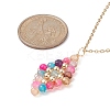 Natural Mixed Gemstone Beaded Rhombus Pendant Necklace NJEW-JN04319-3