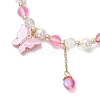 Frosted Dyed Synthetic Moonstone & Shell Pearl Round Beads Stretch Bracelets BJEW-JB11822-04-3