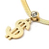 Crystal Rhinestone Dollar Sign Pendant Necklace with Herringbone Chains LS-NJEW-I116-03G-1