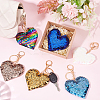 WADORN 6Pcs 6 Colors Valentine's Day Sequin Heart Pendant Keychain KEYC-WR0001-50-5