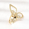 Brass Micro Pave Cubic Zirconia Cuff Rings for Women LS-RJEW-K312-02G-3