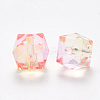 Two Tone Transparent Spray Painted Acrylic Beads X-ACRP-T005-26O-2