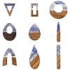18Pcs 9 Styles Transparent Resin & Walnut Wood Pendants RESI-FS0001-78-1