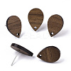  20 Pairs Walnut Wood Stud Earring Findings MAK-TA0001-14-1