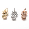 Brass Micro Pave Clear Cubic Zirconia Charms ZIRC-C020-38-1