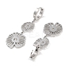 Left and Right Hollow Flower 304 Stainless Steel Dangle Earrings EJEW-L283-089P-2