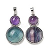 Natural Fluorite & Natural Amethyst Pendants G-G147-06P-01-1