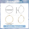 80Pcs 2 Colors 316 Surgical Stainless Steel Hoop Earrings Findings STAS-DC0016-50A-2
