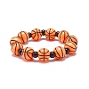 Sport Theme Acrylic Beaded Stretch Bracelet for Kids BJEW-JB08550-4