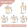 10Pcs 5 Styles Brass Micro Pave Clear Cubic Zirconia Pendants KK-HS0015-25-2