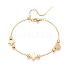 Adjustable Brass Beaded Slider Bracelets for Women BJEW-T022-25G-5