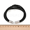 Microfiber Leather & Glass Multi-strand Bracelets for Men Women BJEW-H631-04A-AS-5