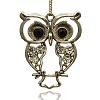 Antique Silver Alloy Rhinestone Owl Large Pendants ALRI-J005-01AS-1