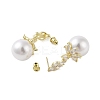 Brass with Resin Imitation Pearl Stud Earrings EJEW-B046-03G-2