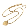 304 Stainless Steel Heart Pendant Flat Sequin Chain Double Layer Necklaces for Women NJEW-F343-03G-7