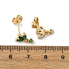 Brass Micro Pave Cubic Zirconia Horse Eye Dangle Stud Earrings EJEW-S280-02G-5