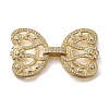 Rack Plating Flower Brass Micro Pave Clear Cubic Zirconia Fold Over Clasps KK-H512-07G-1