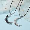 2Pcs 2 Styles Tibetan Style Alloy Moon Pendant Necklaces Set NJEW-JN04608-2