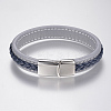 Braided Leather Cord Bracelets BJEW-H561-07B-2
