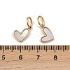 304 Stainless Steel Pave Natural White Shell Heart Charms STAS-G357-08G-3