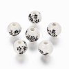 Floral Printed Porcelain Beads PORC-Q201-10mm-5-1