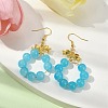 Imitation Jade Glass Beaded Ring Dangle Earrings EJEW-JE05567-01-3
