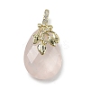 Natural Rose Quartz Faceted Teardrop Pendants KK-D021-03D-G-1