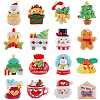 64Pcs 16 Styles Christmas Tree/Snowman/Bag/Socking/Santa Claus/Deer/Candy Cane/Fireplace Opaque Resin Decoden Cabochons RESI-SC0005-74-1
