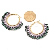 304 Stainless Steel & Bohemian Beaded Fan Hoop Earrings for Women EJEW-R001-01G-02-3
