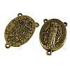40Pcs Holy Oval Carved Virgin Mary Tibetan Style Alloy Chandelier Component Links TIBE-ZF0001-01AG-1